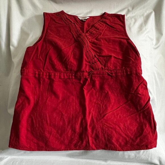 CJ Banks 1X Red Sleeveless Tunic Top With Pintuck Details Womens Plus Size Light - Picture 1 of 3